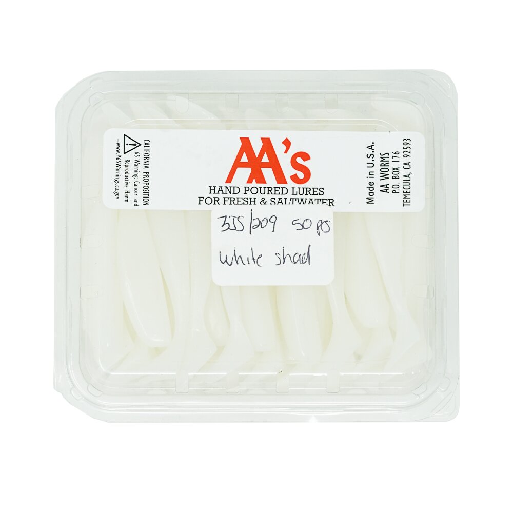 [ONE-OFFS]  Old AA 3" Junior Shad Mold Pearl White 50 pcs for SPECIAL PRICE