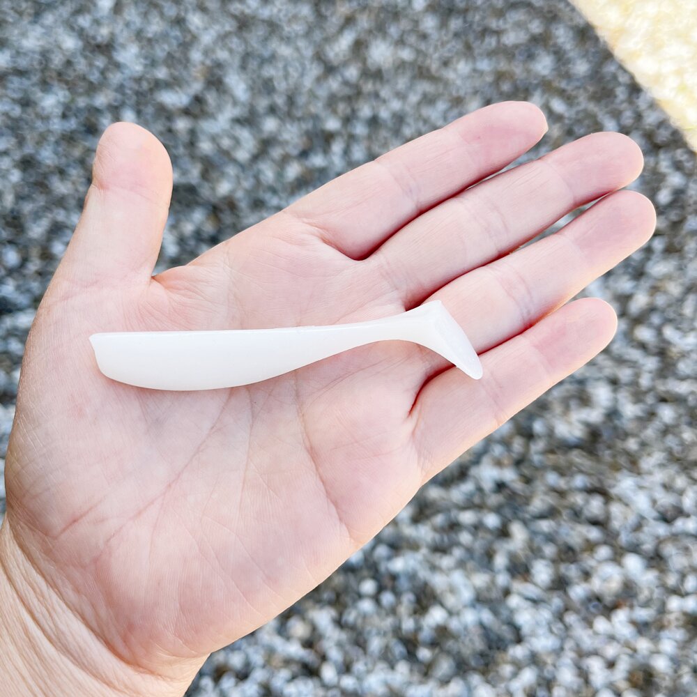 [ONE-OFFS]  Old AA 3" Junior Shad Mold Pearl White 50 pcs for SPECIAL PRICE