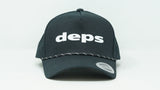 Retro 5-Panel Snapback with Braided Rope deps Black