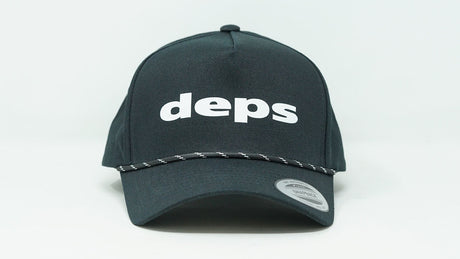 Retro 5-Panel Snapback with Braided Rope deps Black