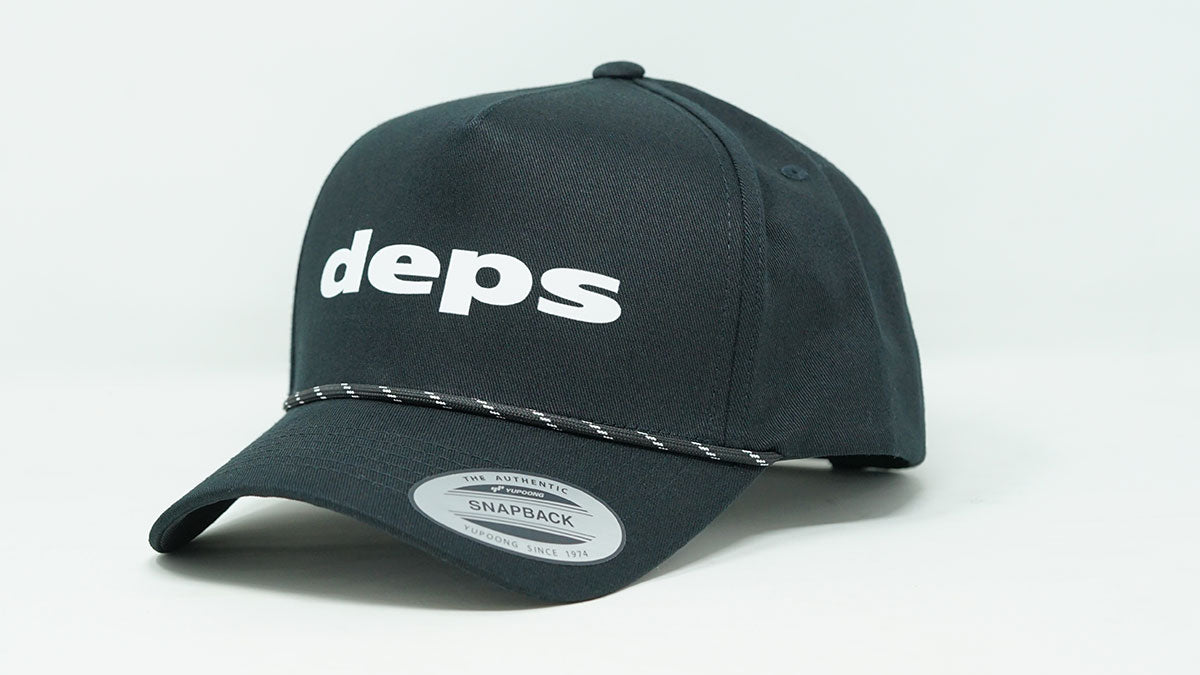 Retro 5-Panel Snapback with Braided Rope deps Black